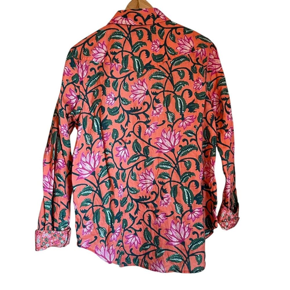 Sundance Women's size small Pink Floral Pearl snaps Long sleeve Shirt